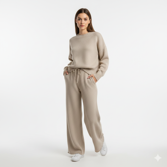 Tenue Détente Femme 2 Pièces – Pull et Pantalon Élégant en Polyester Écologique - LuxeStyle