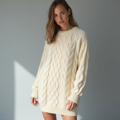 Pull Femme Élégant Col Rond Hiver