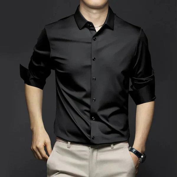 Chemise Élégante Noire Homme Manches Longues - LuxeStyle