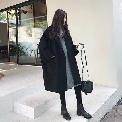 Manteau Femme Élégant Hiver - Trench Coat Laine Douce Oversize