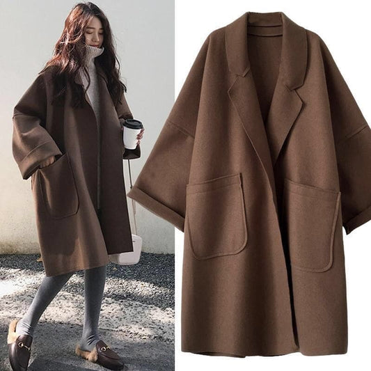 Manteau Femme Élégant Hiver - Trench Coat Laine Douce Oversize - LuxeStyle