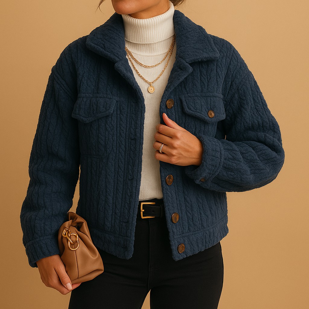 Veste Femme Hiver Douillette - Manteau Trucker Élégant avec Faux Fourrure et Intérieur Chauffant