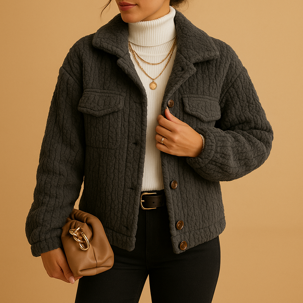 Veste Femme Hiver Douillette - Manteau Trucker Élégant avec Faux Fourrure et Intérieur Chauffant