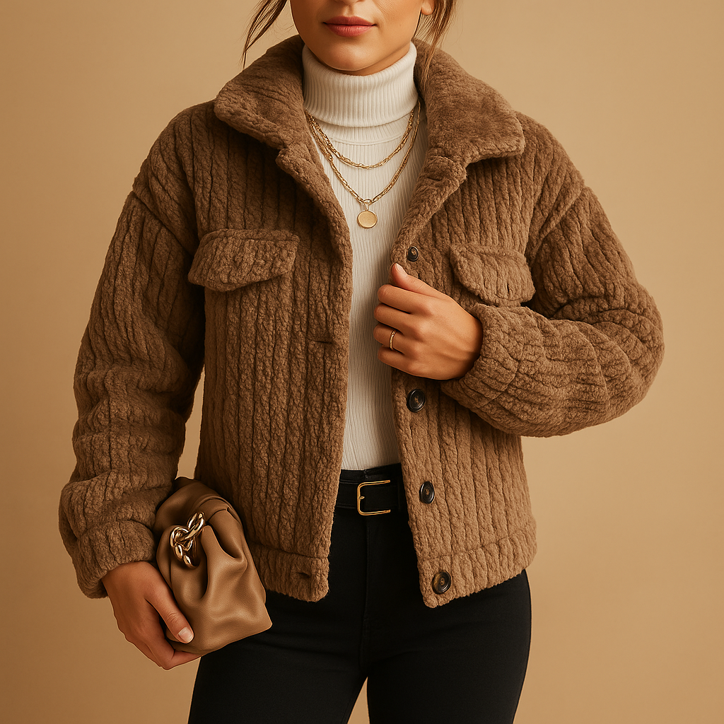 Veste Femme Hiver Douillette - Manteau Trucker Élégant avec Faux Fourrure et Intérieur Chauffant