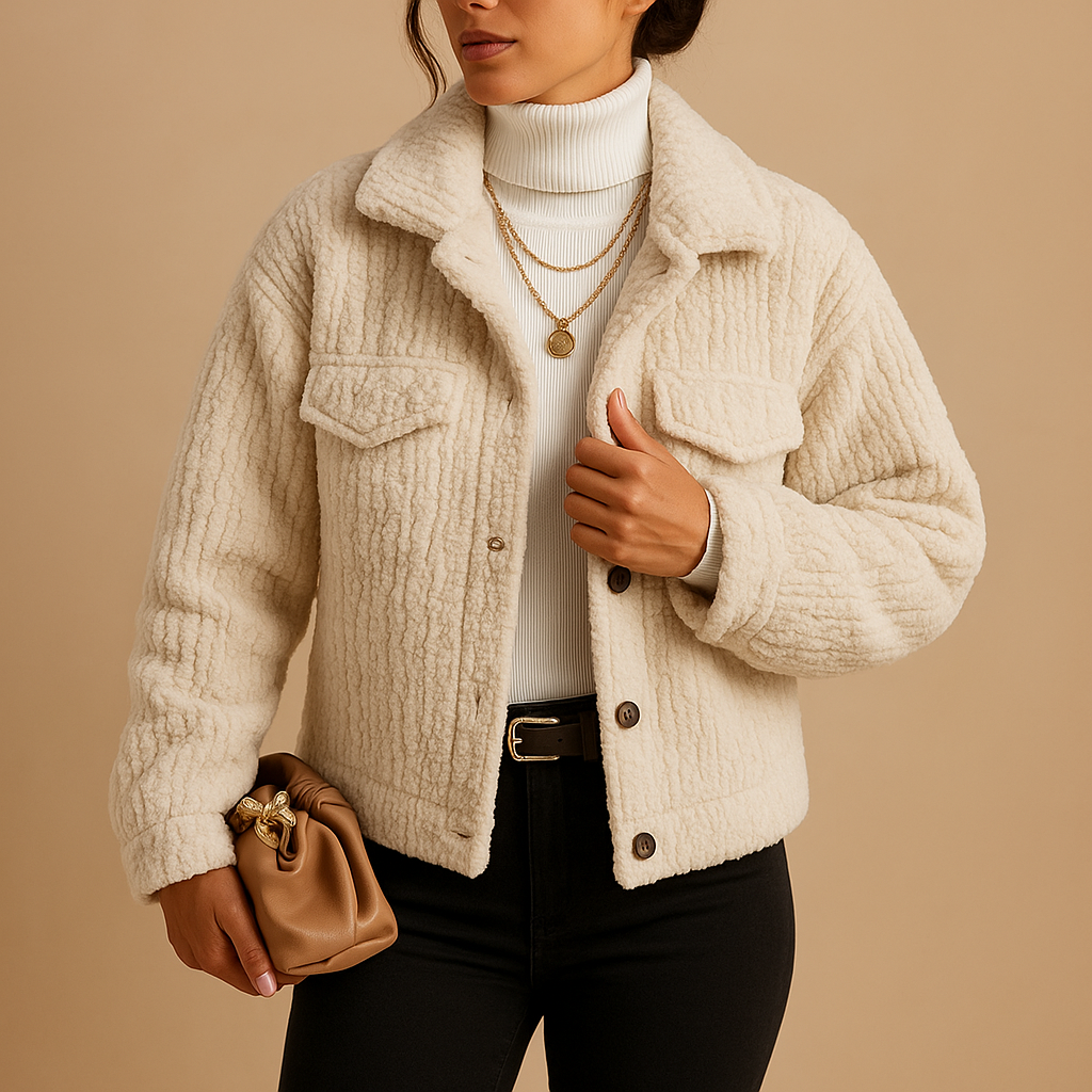Veste Femme Hiver Douillette - Manteau Trucker Élégant avec Faux Fourrure et Intérieur Chauffant - LuxeStyle