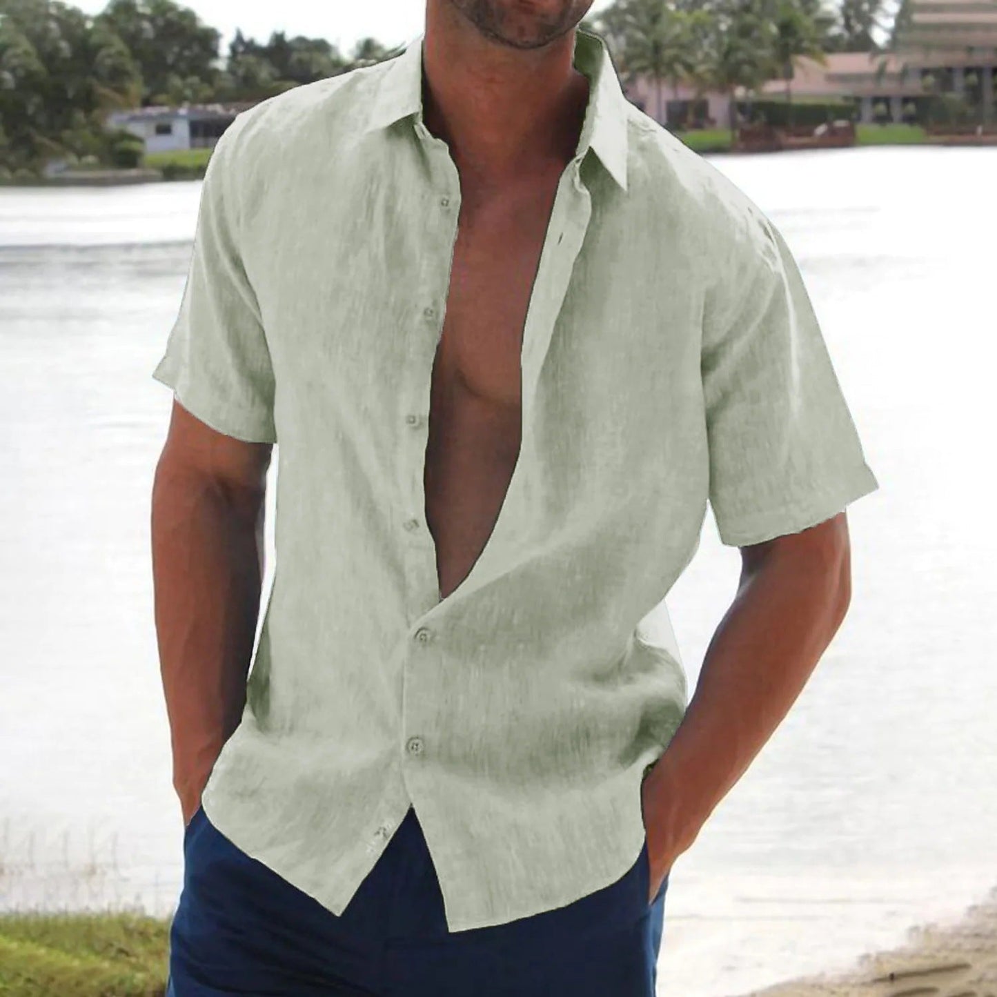 Chemise Homme Rouge à Manches Courtes Décontractée