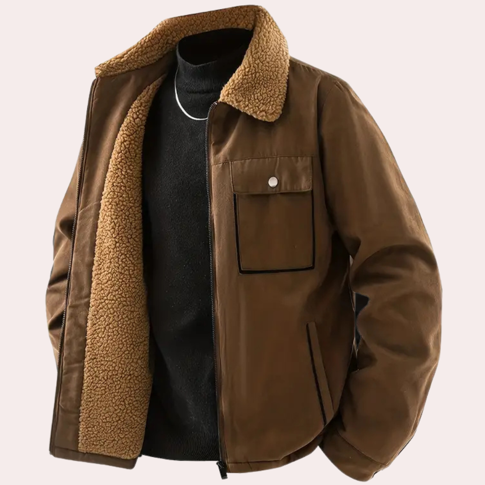 Veste Hivernale Doublée avec Fermeture Éclair et Poches pour Homme
