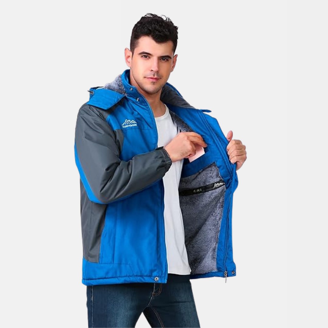 Veste de pluie étanche pour homme avec capuche bleu marine - LuxeStyle