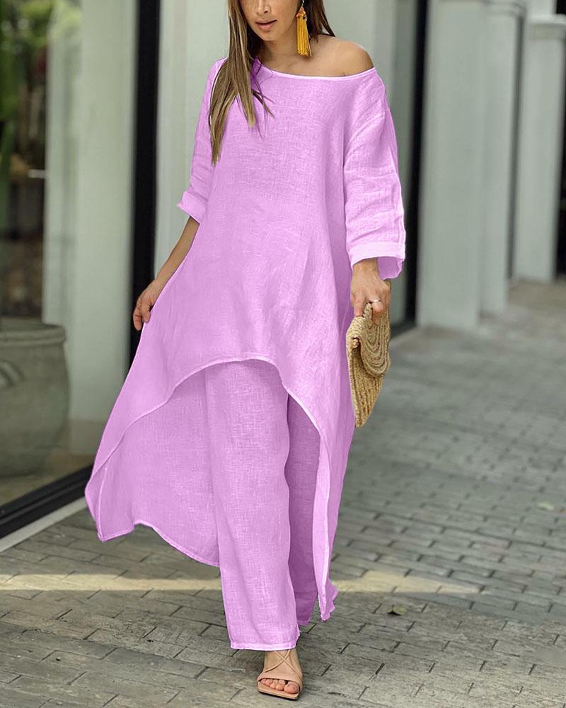 Ensemble Femme Chic - Tunique Legère & Pantalon Tailleur