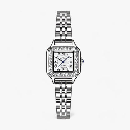 Mila - Montre femme chic à cadran carré strass brillant
