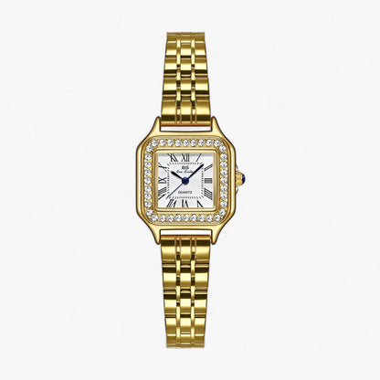 Mila - Montre femme chic à cadran carré strass brillant