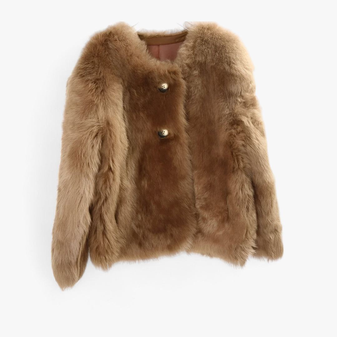 Veste Hiver Chic à Manches Longues Col Rond