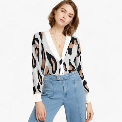 Cardigan Décontracté Imprimé Chic pour Femme - LuxeStyle