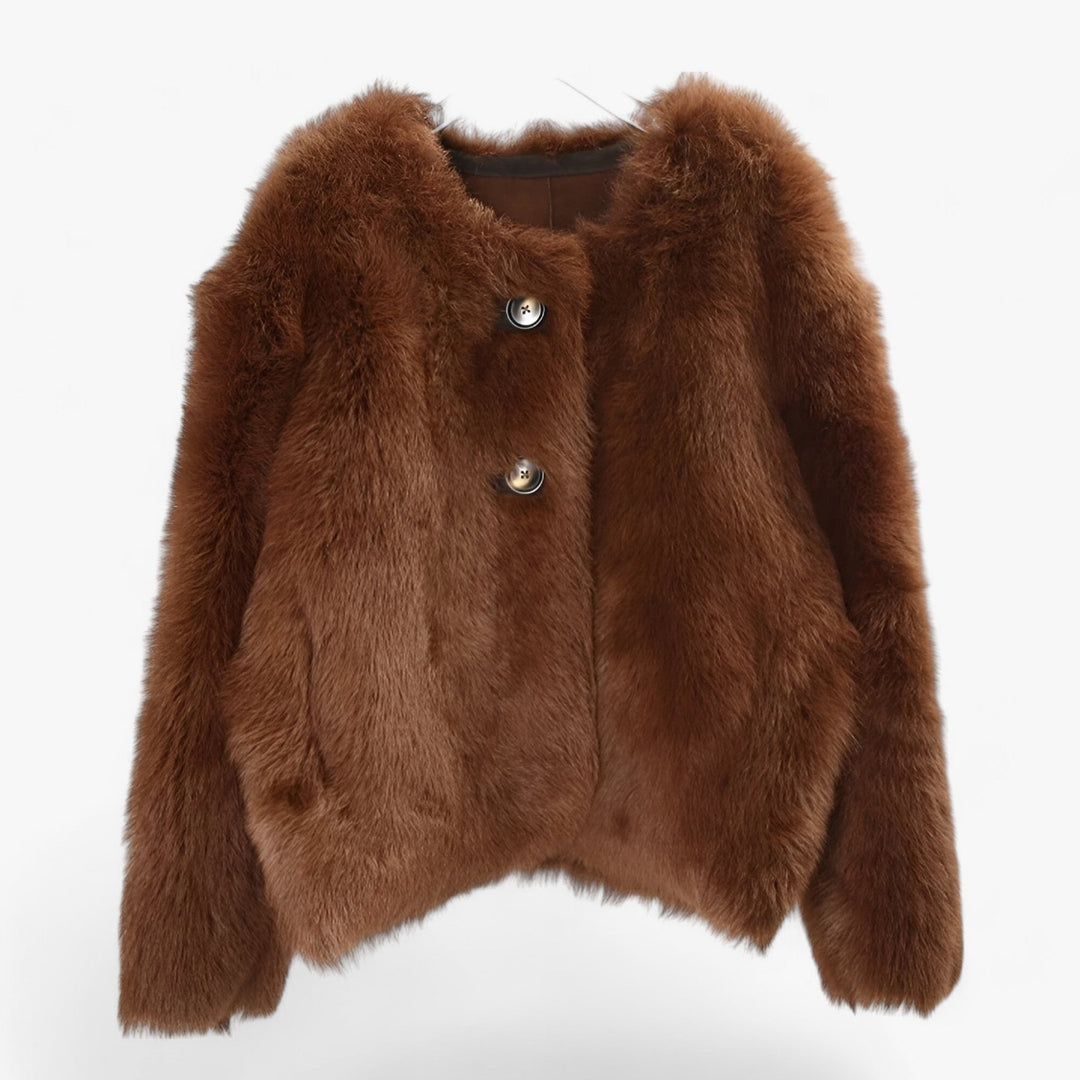 Veste Hiver Chic à Manches Longues Col Rond