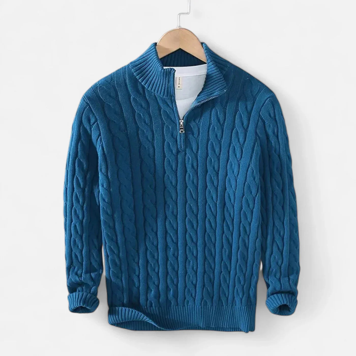 Pull Col Roulé Zippé Homme – Maille Douce Épaisse & Coupe Dégagée Chic