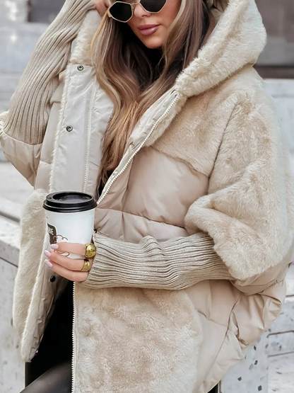Veste Hiver Femme Élégante – Parka Chaude et Chic avec Détails Tricotés