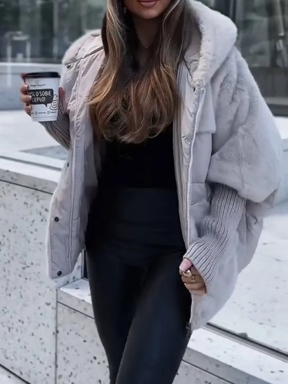 Veste Hiver Femme Élégante – Parka Chaude et Chic avec Détails Tricotés