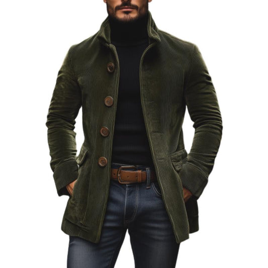 Manteau Homme Élégant en Velours - Taille Affûtée & Col Montant - LuxeStyle