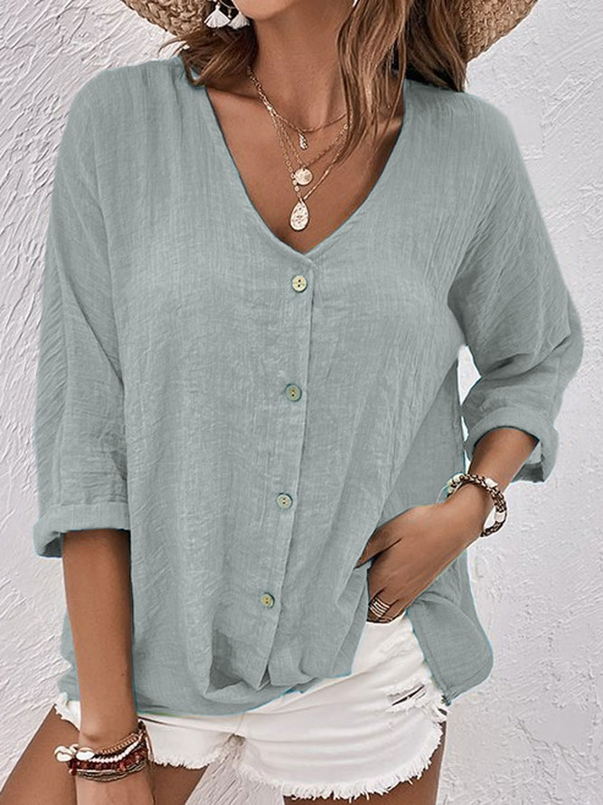 Blouse Femme Lin Fraîche Manches Longues