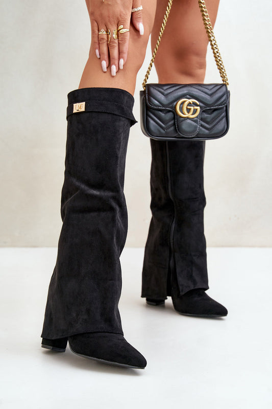Bottes Femmes Élégantes – Chaussures Suédine Noire Pointues & Raffinées - LuxeStyle