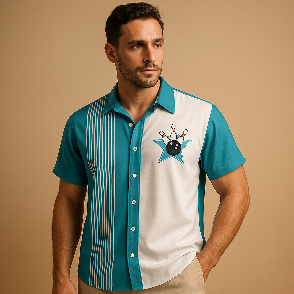 Polo Homme Imprimé Sportif au Col Rond