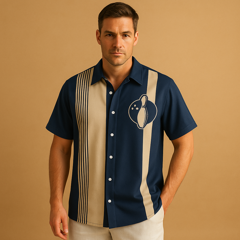 Polo Homme Imprimé Sportif au Col Rond - LuxeStyle