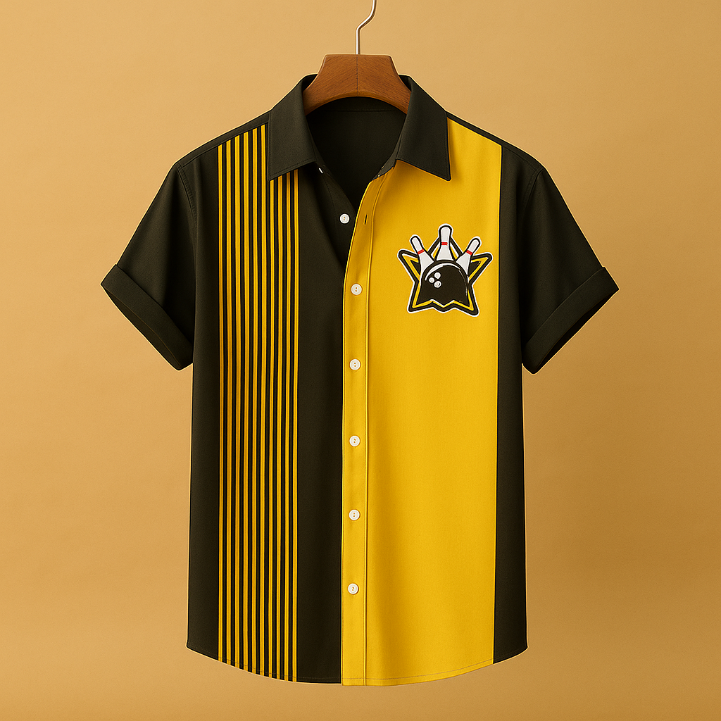 Polo Homme Imprimé Sportif au Col Rond