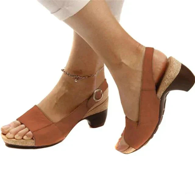 Sandales Slingback Élégantes pour Femme - Talon Haut Confortable pour Travail et Plage