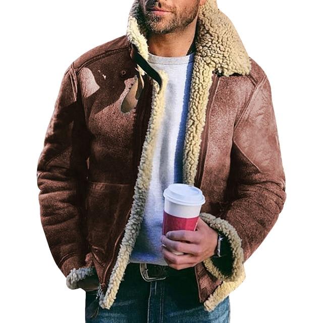 Blouson Homme Élégant Polaire avec Col Douillet pour Hiver