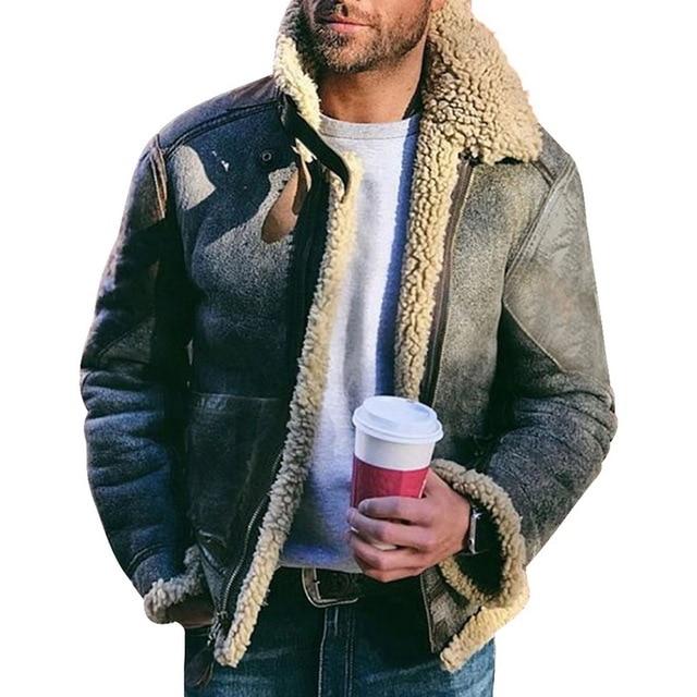Blouson Homme Élégant Polaire avec Col Douillet pour Hiver