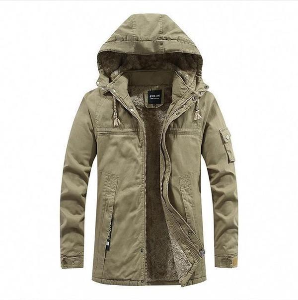 Manteau Hiver Homme avec Capuche et Fermeture Éclair