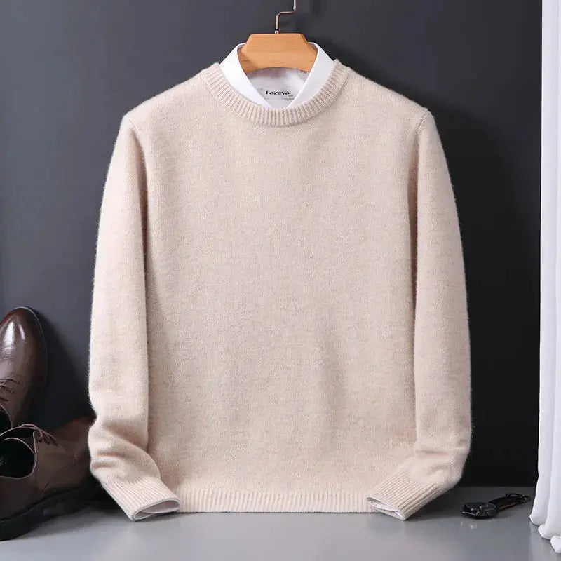 Pull Homme Col Rond Cachemire Doux Bleu Foncé