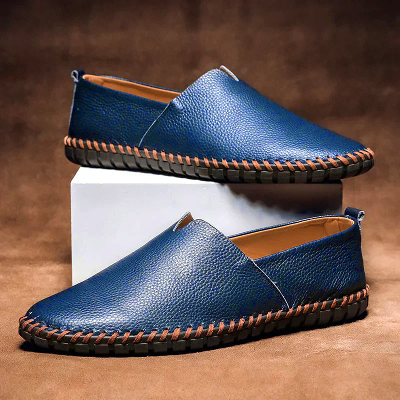 Bottines en cuir marine décontractées pour homme