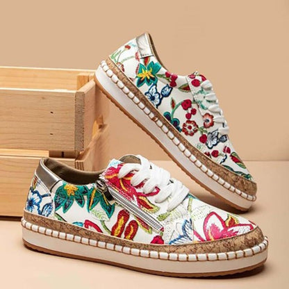 Baskets femme colorées à motifs floraux