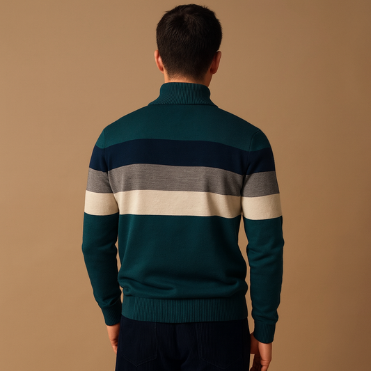 Chandail Homme Rayé Col Découvert - LuxeStyle