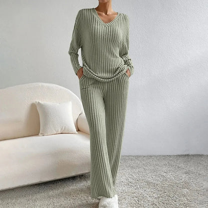 Pyjama Femme Douillet Beige Manches Longues Col Montant