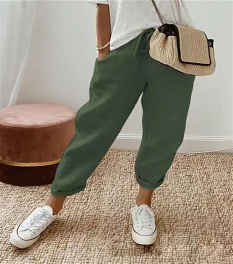Pantalon femmes léger motif carrés tendance
