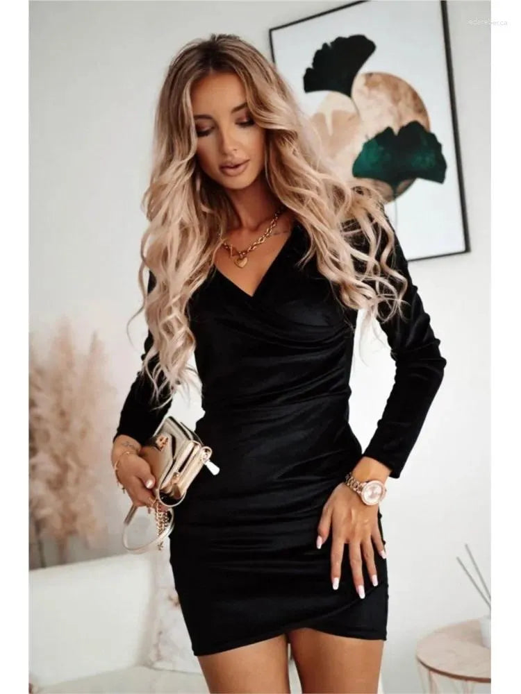 ÉléganceChic™ – Robe Femme À Col V Flatteuse Élégante Pour Soirées