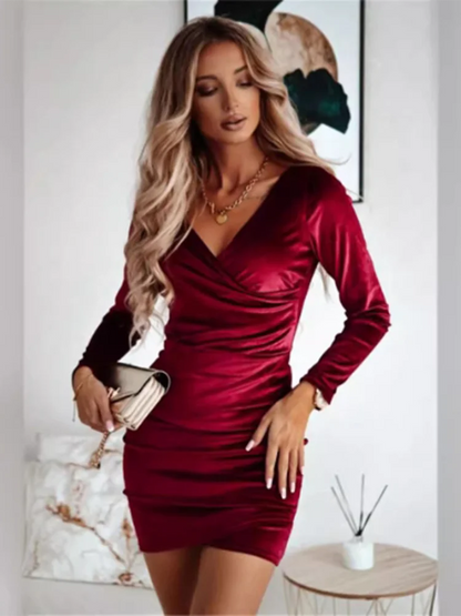 ÉléganceChic™ – Robe Femme À Col V Flatteuse Élégante Pour Soirées