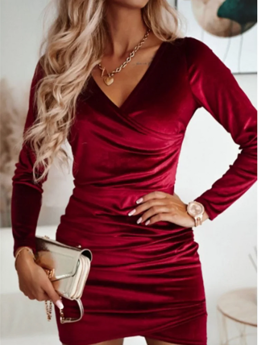 ÉléganceChic™ – Robe Femme À Col V Flatteuse Élégante Pour Soirées