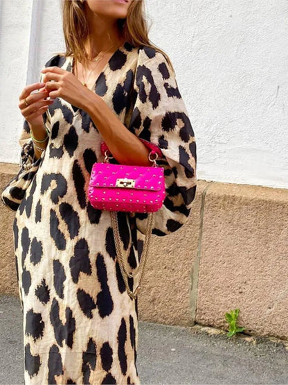 LéopardChic™ – Robe Longue Femme Maxi Élégante Confort et Style Aérien