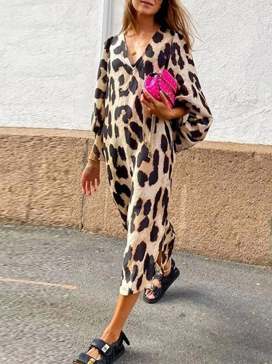 LéopardChic™ – Robe Longue Femme Maxi Élégante Confort et Style Aérien