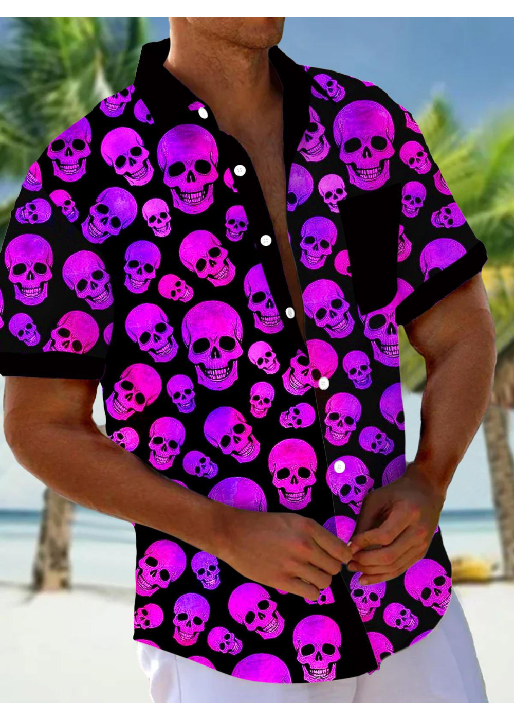 Chemise Homme Skull Décontractée Manche Courte - luxestyle