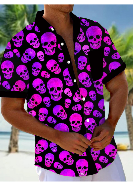 Chemise Homme Skull Décontractée Manche Courte - luxestyle