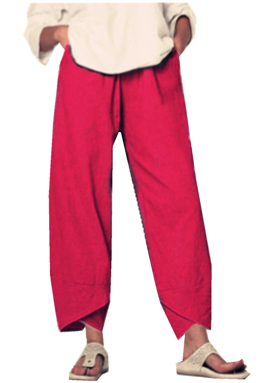 Pantalon femme orange vif, largement confortable et décontracté