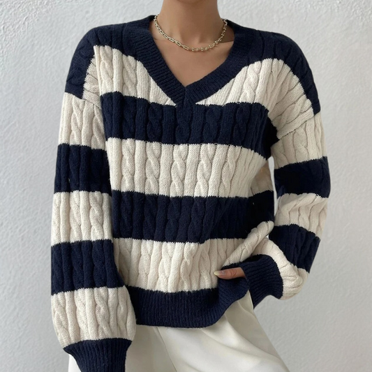 YAMINA - Pull en Tricot à Rayures Décontracté pour Femmes