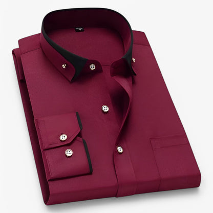 Chemise Homme Décussée Col Contrasté Décontractée