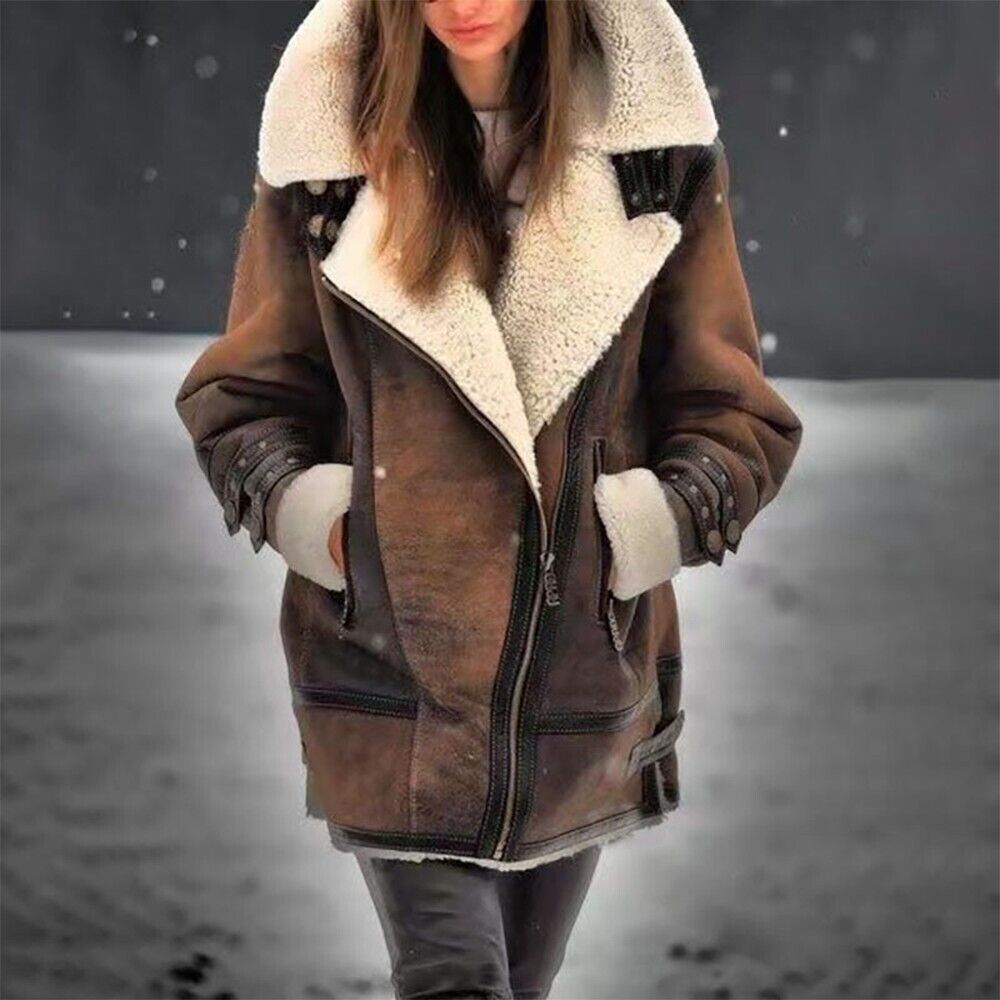 Manteau Élégant Grande Taille avec Poches pour Femme Hiver