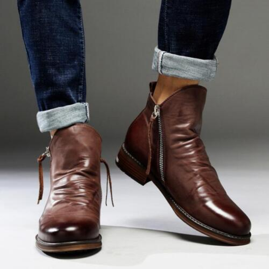 Bottes Cuir Brun Homme Éclair Rapide - LuxeStyle