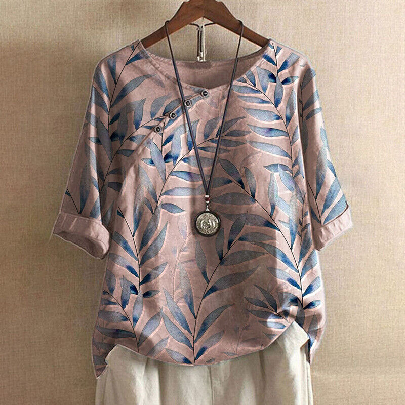 Blouse Décontractée Fleurs pour Femme avec Manches Longues